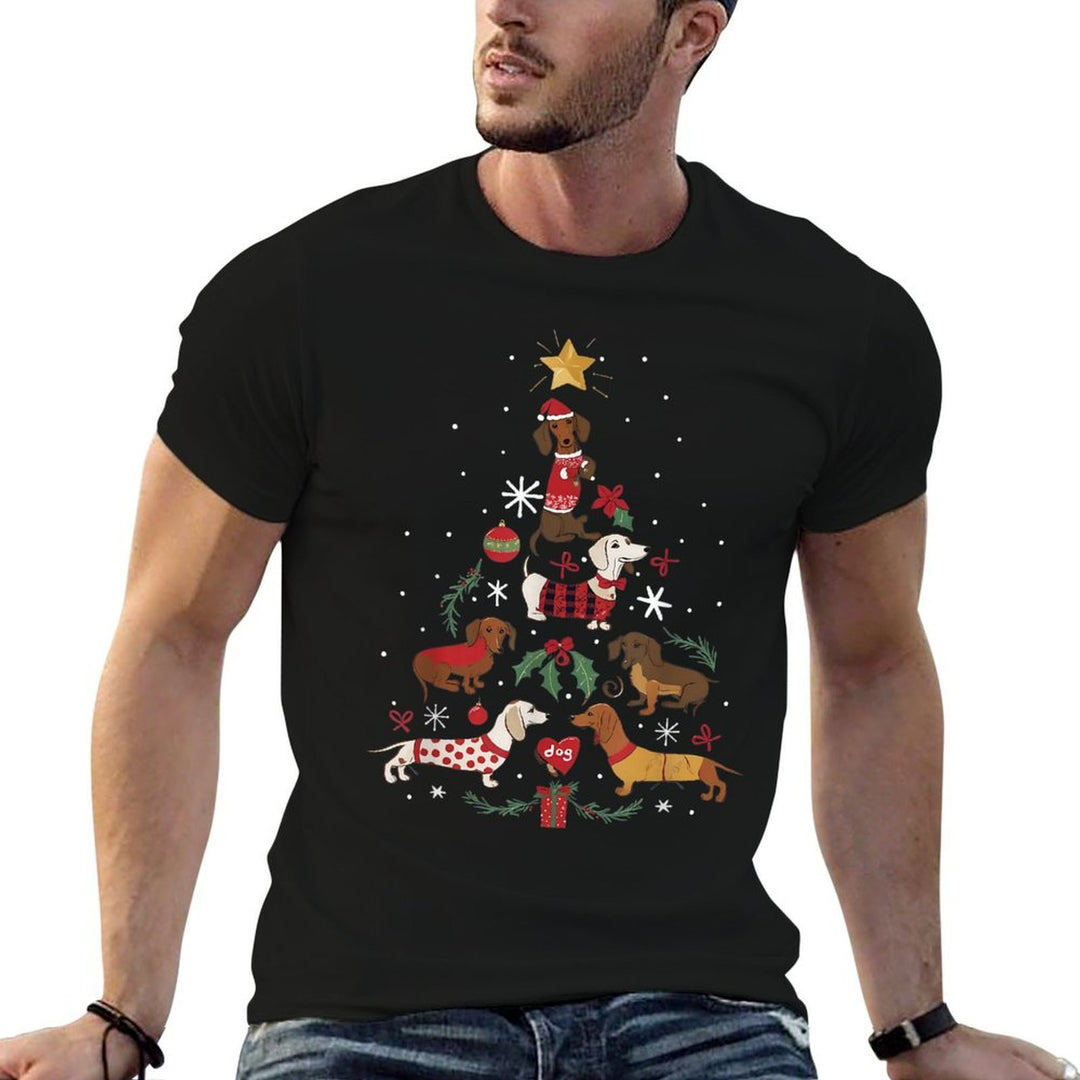 Dachshund Through The Snow Funny Dog Christmas Tree  Polyester Blend T-Shirt