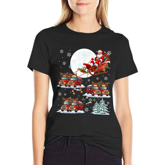 Santa Sleigh Reindeer School Buses Matching Driver Christmas  Heathered Texture T-Shirt