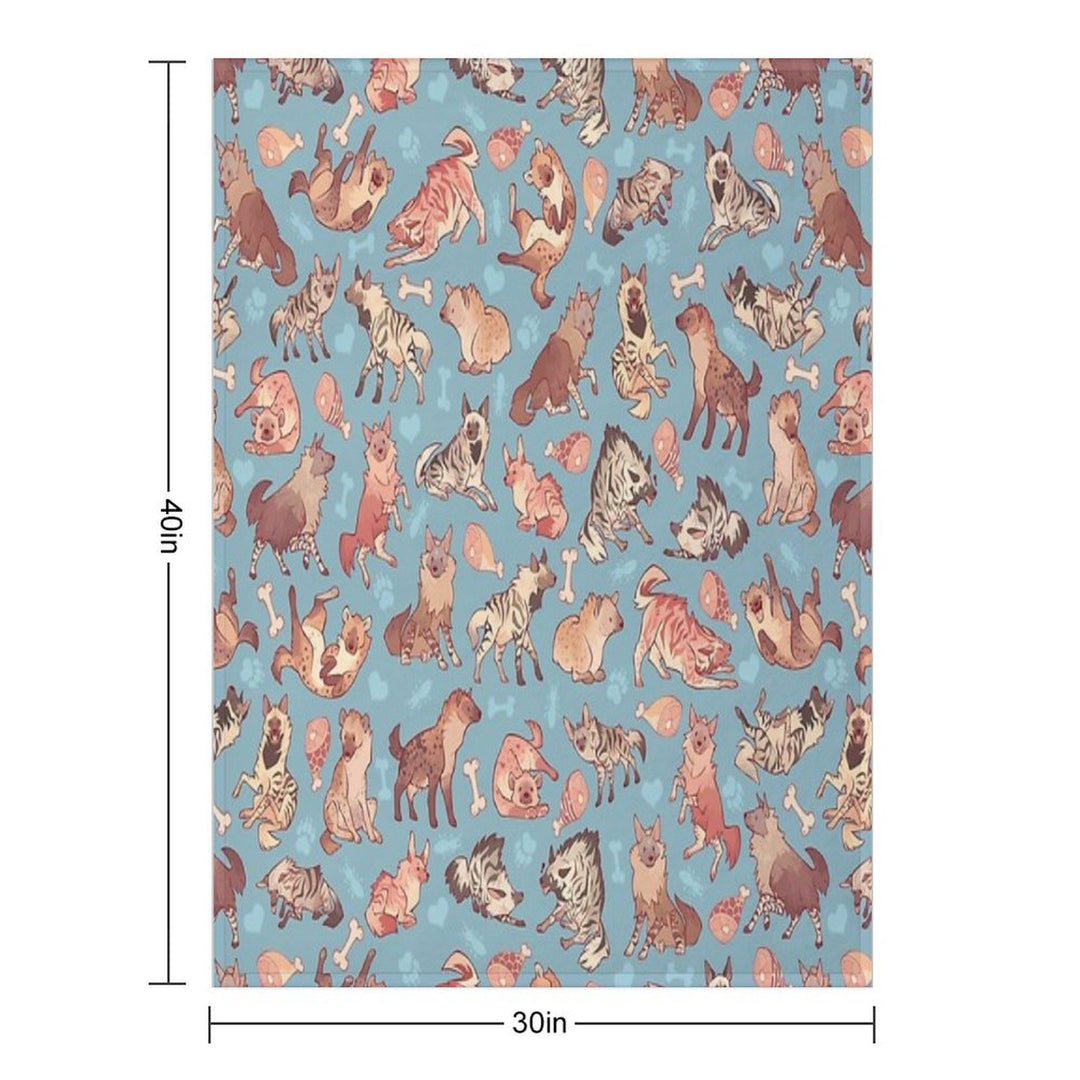 Hyenas in Cerulean Lightweight Throw Blanket