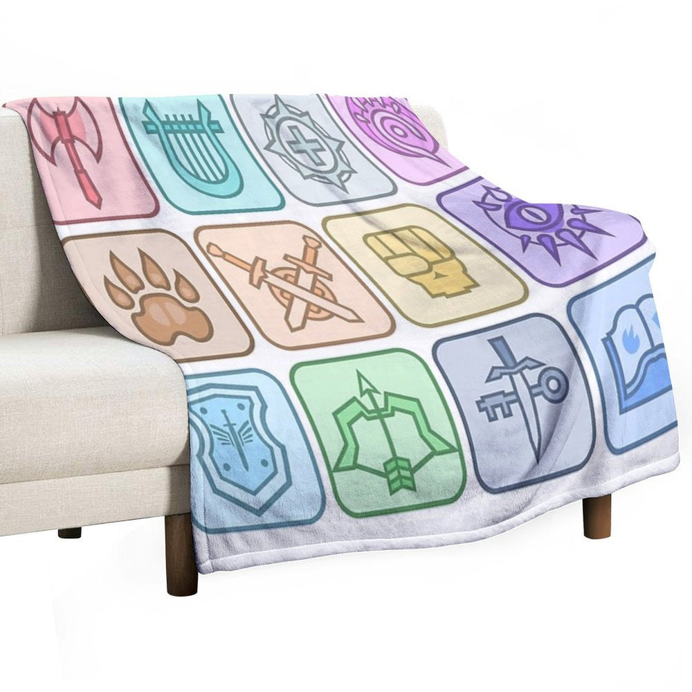 JoCat Crap Guide to DnD Class Icons [Color] Versatility Throw Blanket