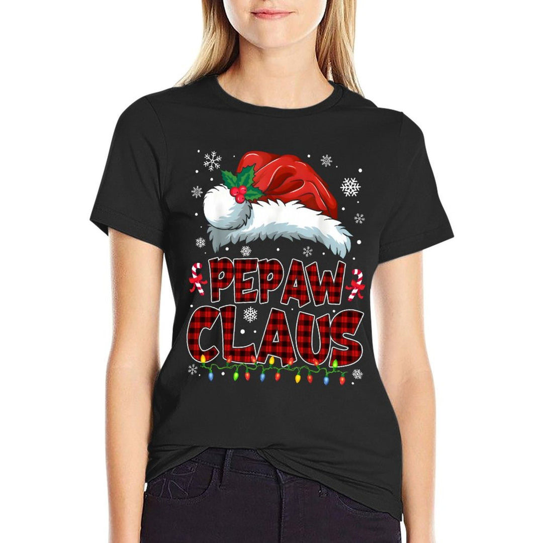 Pepaw Claus Christmas Lights Pajama Family Group Matching  Graphic-printed T-Shirt