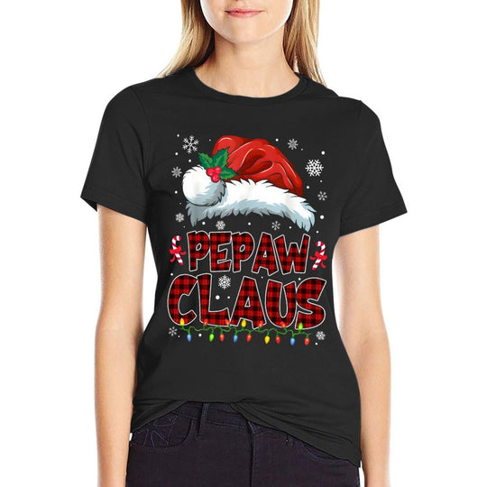Pepaw Claus Christmas Lights Pajama Family Group Matching  Graphic-printed T-Shirt