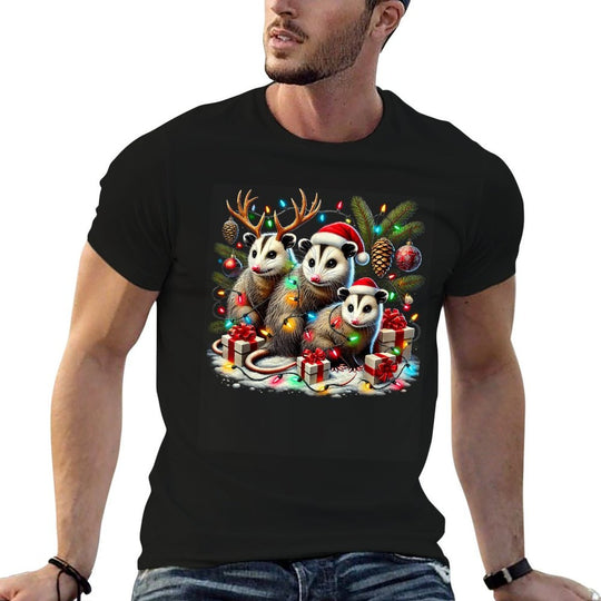 Hilarious Opossums in Christmas Lights Holiday Possum Spirit  Classic T-Shirt