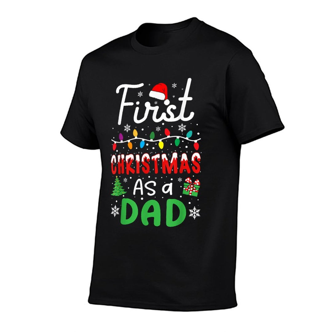First Christmas As A Dad New Daddy 1st Christmas Dad Men  Cotton T-Shirt