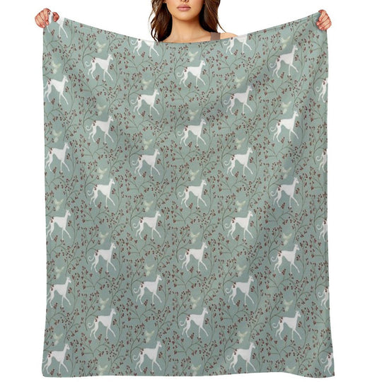 A Greyhound And His Bird Friend Sustainable Throw Blanket