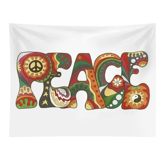 Vintage Psychedelic Peace Tapestry