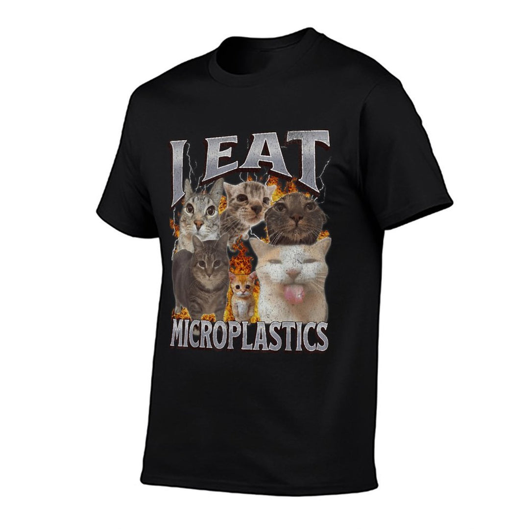 I Eat Microplastics Funny Cat Meme Bootleg Graphic for Men Women Comfortable T-Shirt
