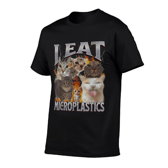 I Eat Microplastics Funny Cat Meme Bootleg Graphic for Men Women Comfortable T-Shirt