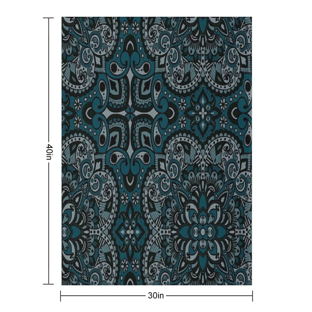 Floral Mandala Repeat Pattern - Teal Quick-dry Throw Blanket