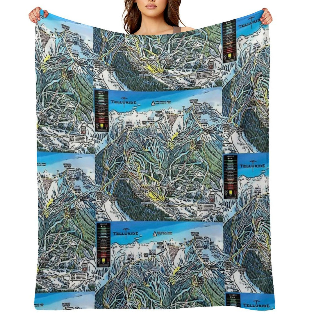 Telluride Trail Map Plush Throw Blanket
