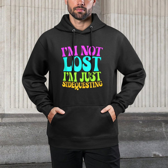 I’m Not Lost, I’m Just Sidequesting – Funny Rave EDM Groovy Breathable Fabric Hoodie