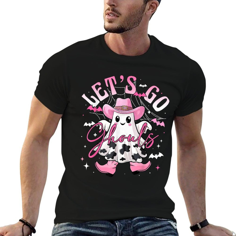 Funny Retro Halloween Let’s Go Ghouls Western Cowgirl Spooky  Durable T-Shirt