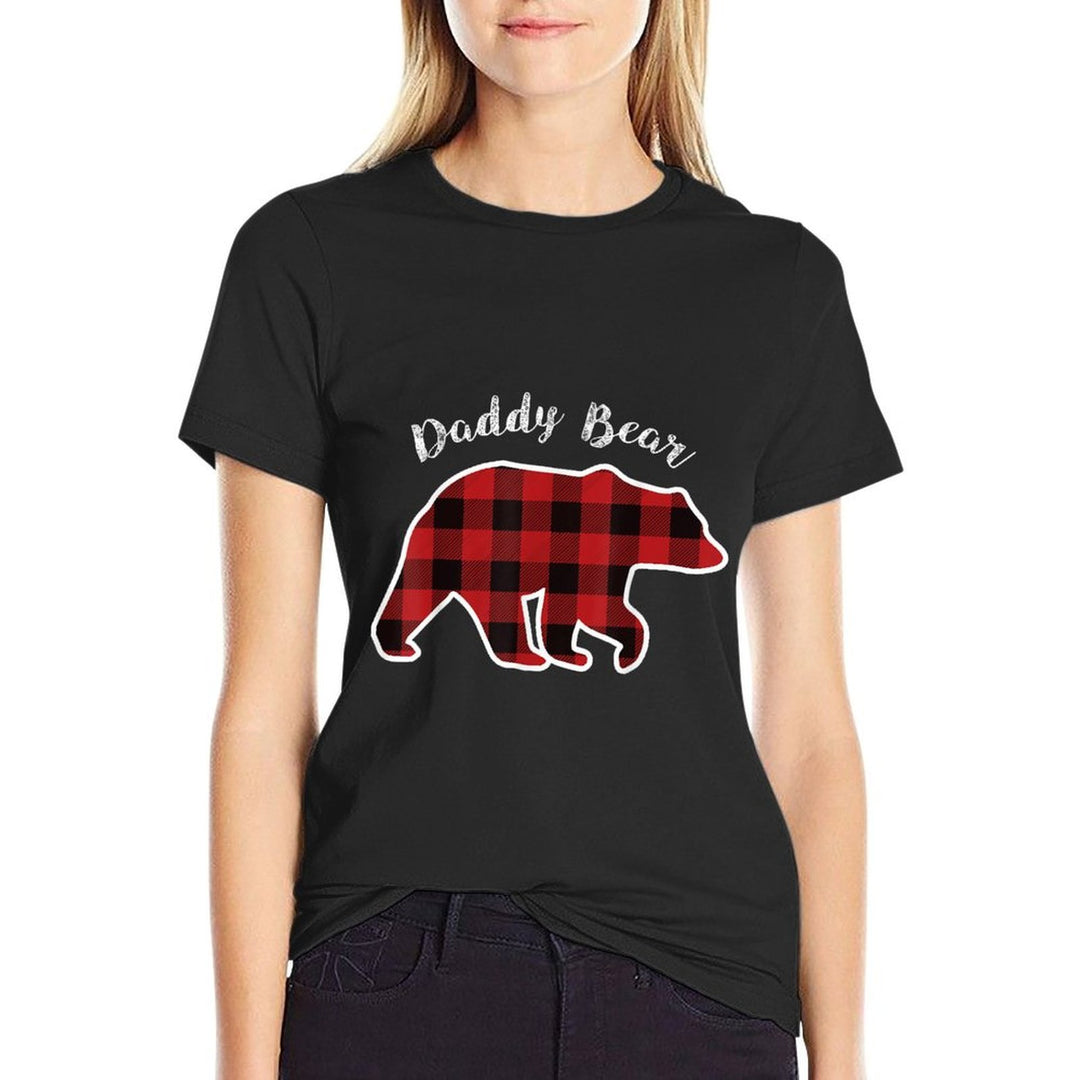 Daddy BEAR  Men Red Plaid Christmas Pajama Family Dad Gift  Versatile T-Shirt