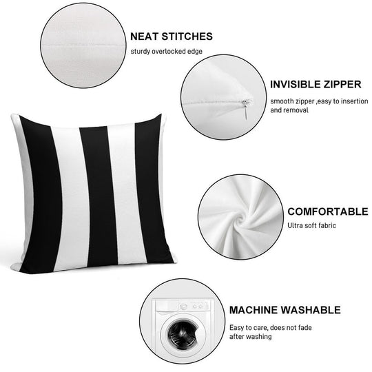 Black And White Stripes Soft Bedroom Essential Throw Pillow