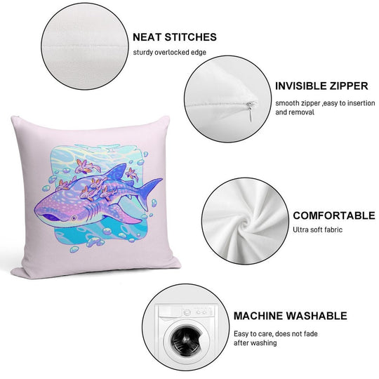 Whale Shark Anatomy Soft Hidden Zipper Throw Pillow