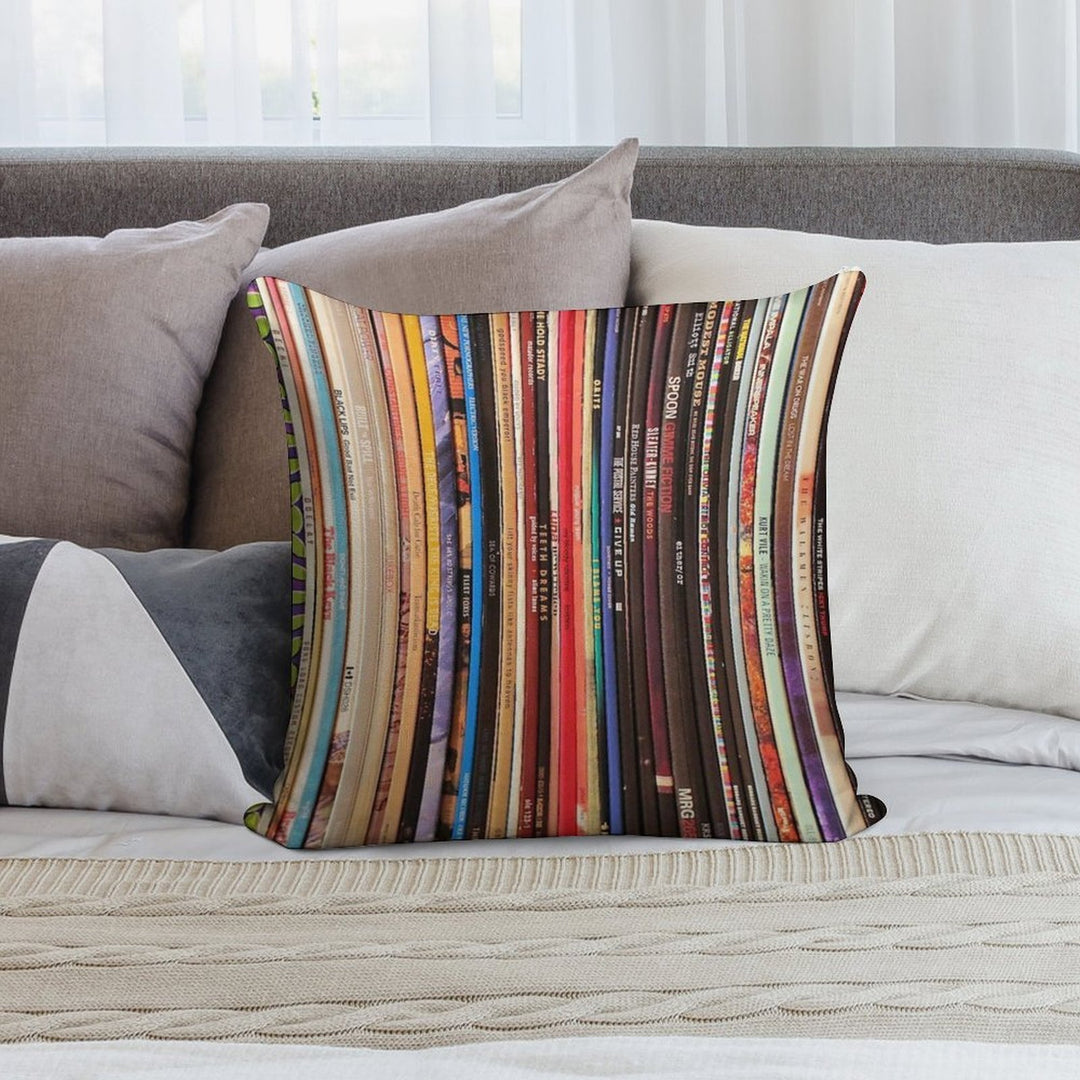 Indie Rock Vinyl Records Soft Durable Construction Throw Pillow