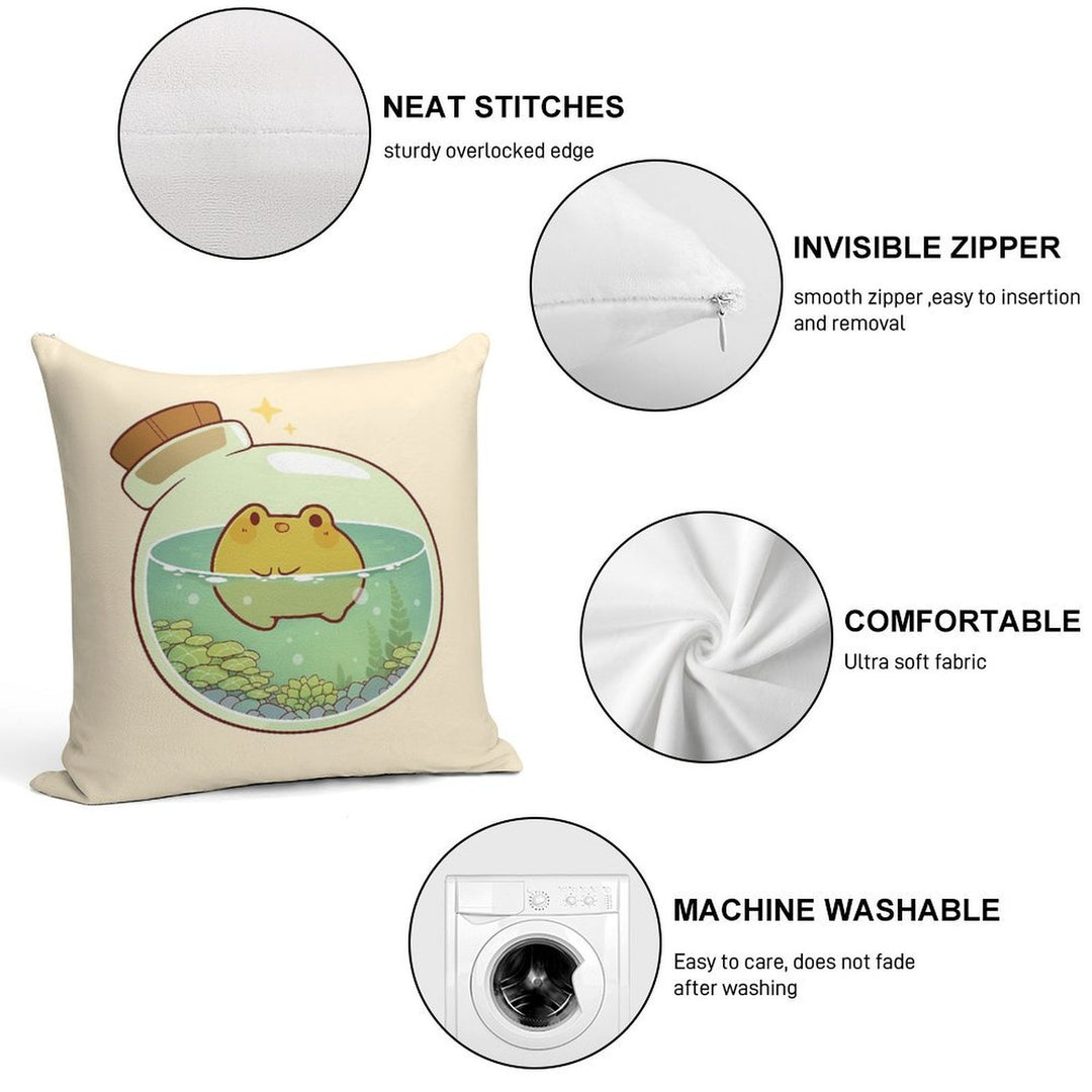 Round Frog Potion Soft Decorative Cover Throw Pillow