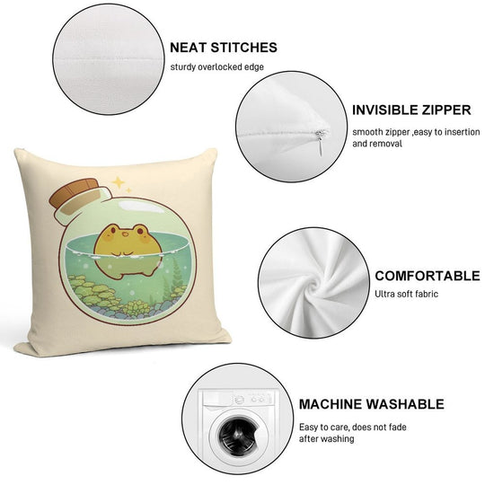 Round Frog Potion Soft Decorative Cover Throw Pillow