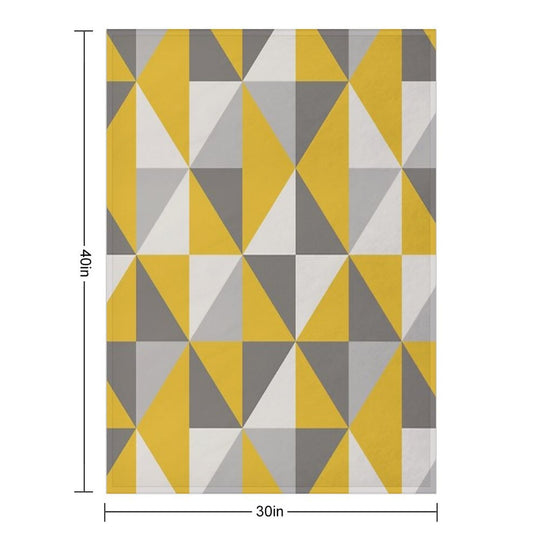 Retro Triangle Design in Yellow And Grey Premium Throw Blanket