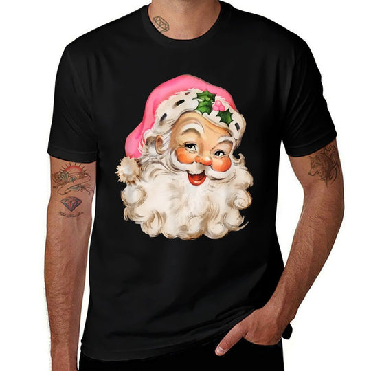 Funny Vintage Pink Santa Claus Pink Christmas Design Xmas  Affordable Price T-Shirt
