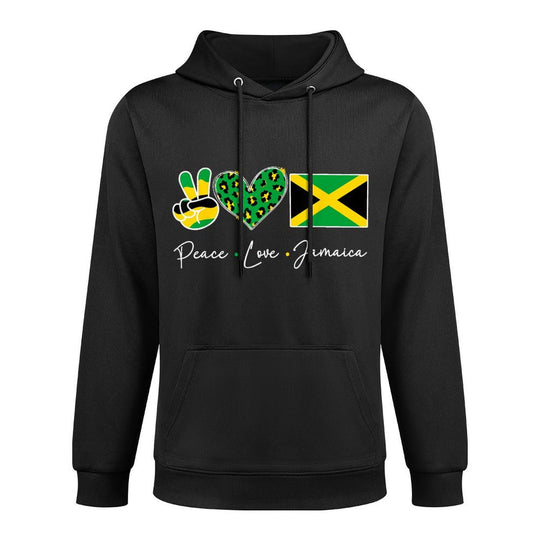 Peace Love Jamaica Jamaican Men Women Kids Jamaica Kangaroo Pocket Hoodie
