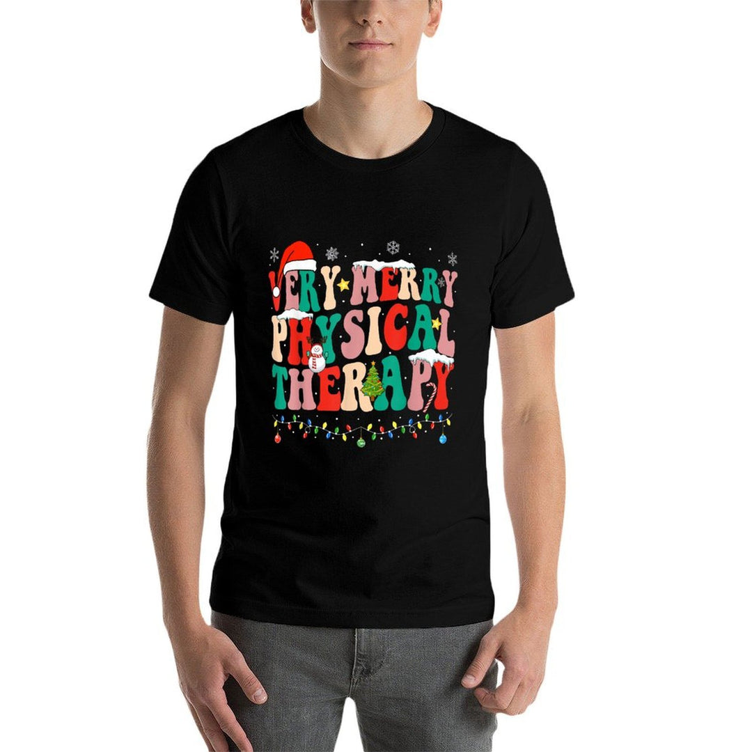 Very Merry Physical Therapy Christmas Physical Therapist PT  Fade-proof Color T-Shirt