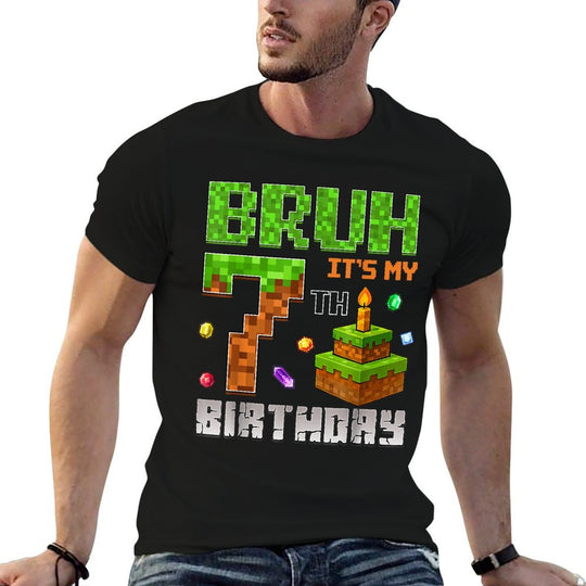 Its My 7th Birthday Game Pixel 7 Year Old Birthday Boy  Affordable Price T-Shirt