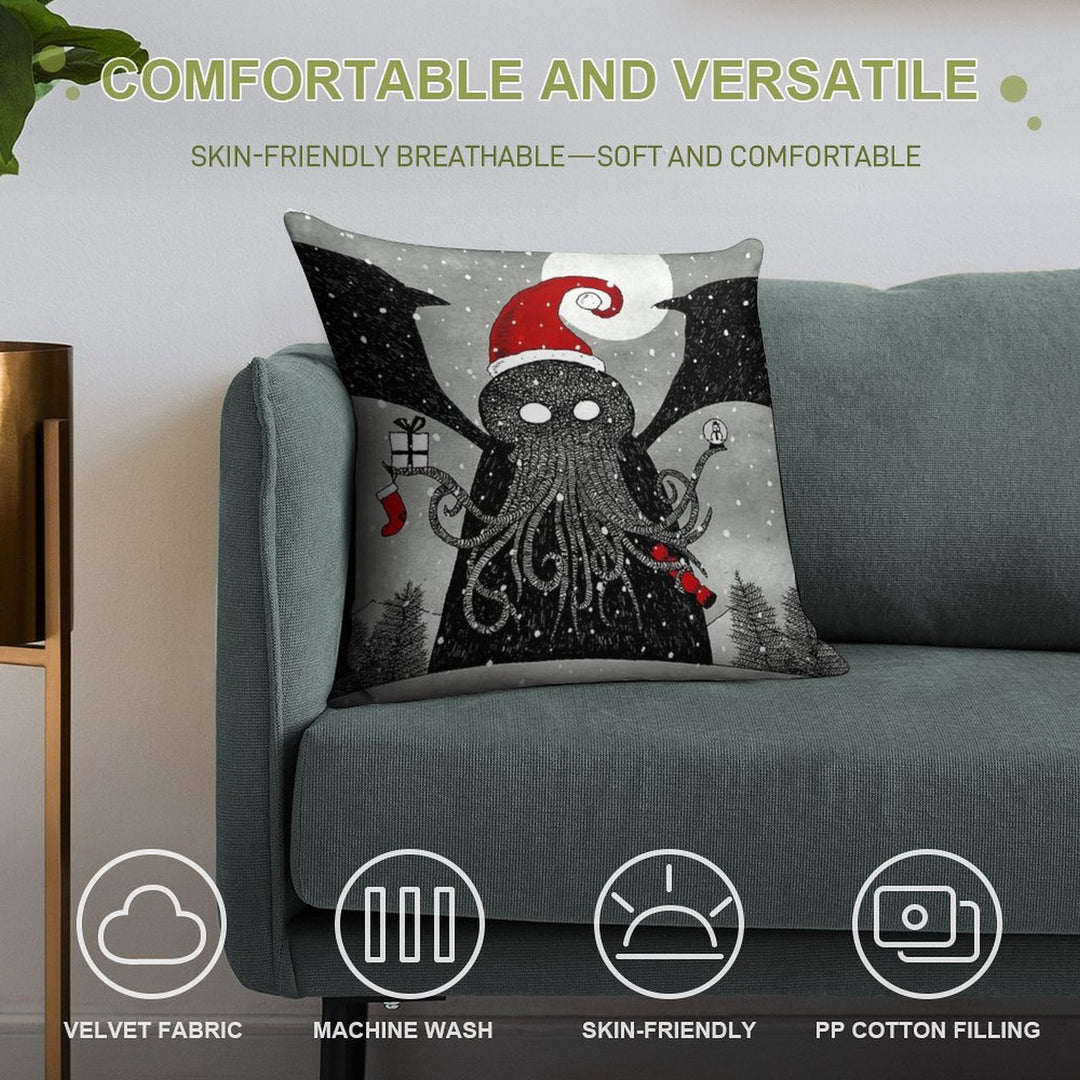 A Cthulhu Christmas Soft Fade-Resistant Throw Pillow