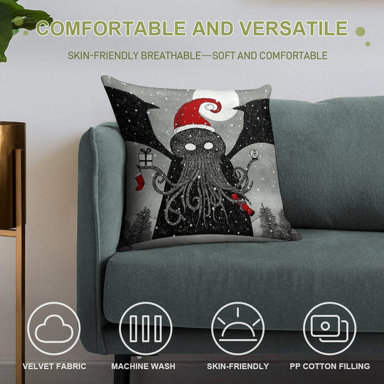 A Cthulhu Christmas Soft Fade-Resistant Throw Pillow