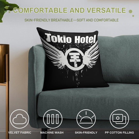 Tokio Hotel Merch Tokio Hotel Logo Soft Warmth Comfort Throw Pillow