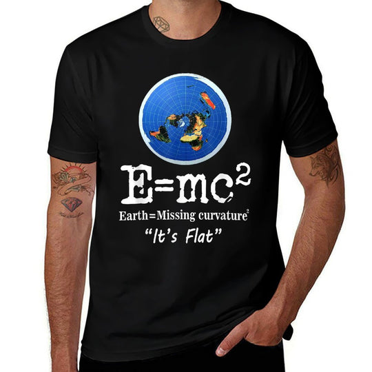 Flat Earth Its Flat Funny Flat Earth Curvature Meme  Polyester Blend T-Shirt