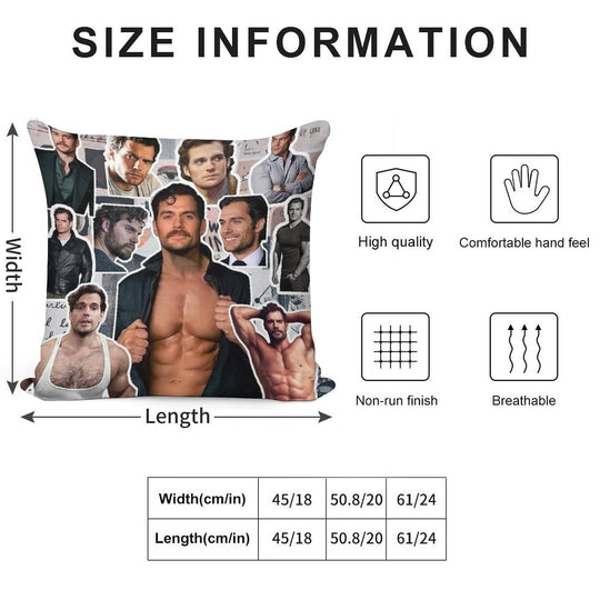 Henry Cavill Photo Collage Soft Multiple Sizes Throw Pillow