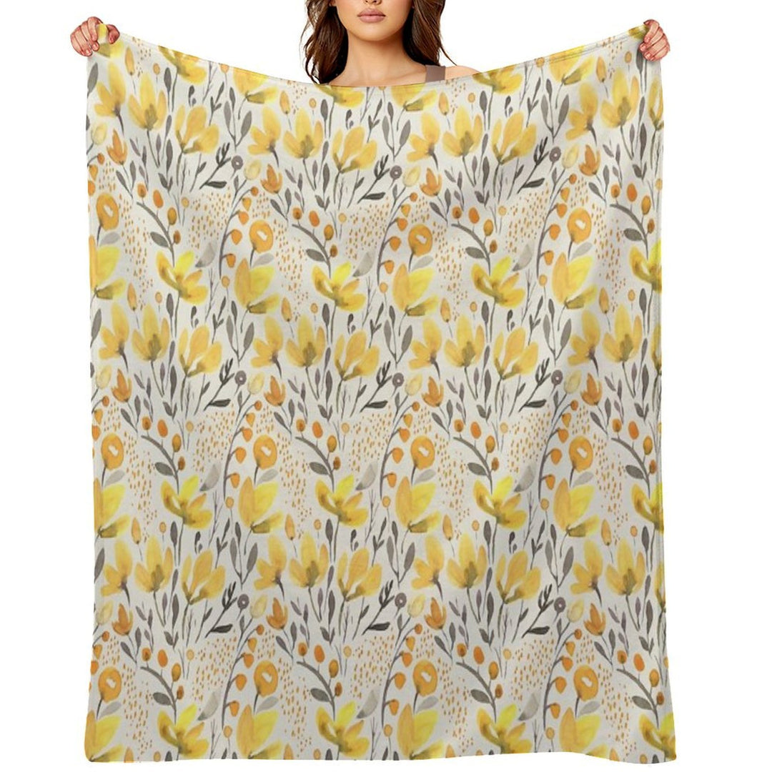 Yellow Field Wrinkle-free Throw Blanket
