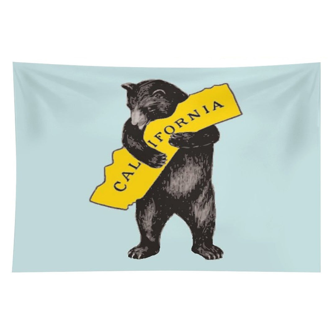 Vintage California Bear Hug Illustration Tapestry