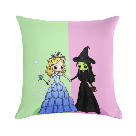 Elphaba & Glinda Soft Hidden Zipper Throw Pillow