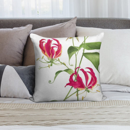 Gloriosa Rothschildiana  -  Flame Lily Soft Warmth Comfort Throw Pillow