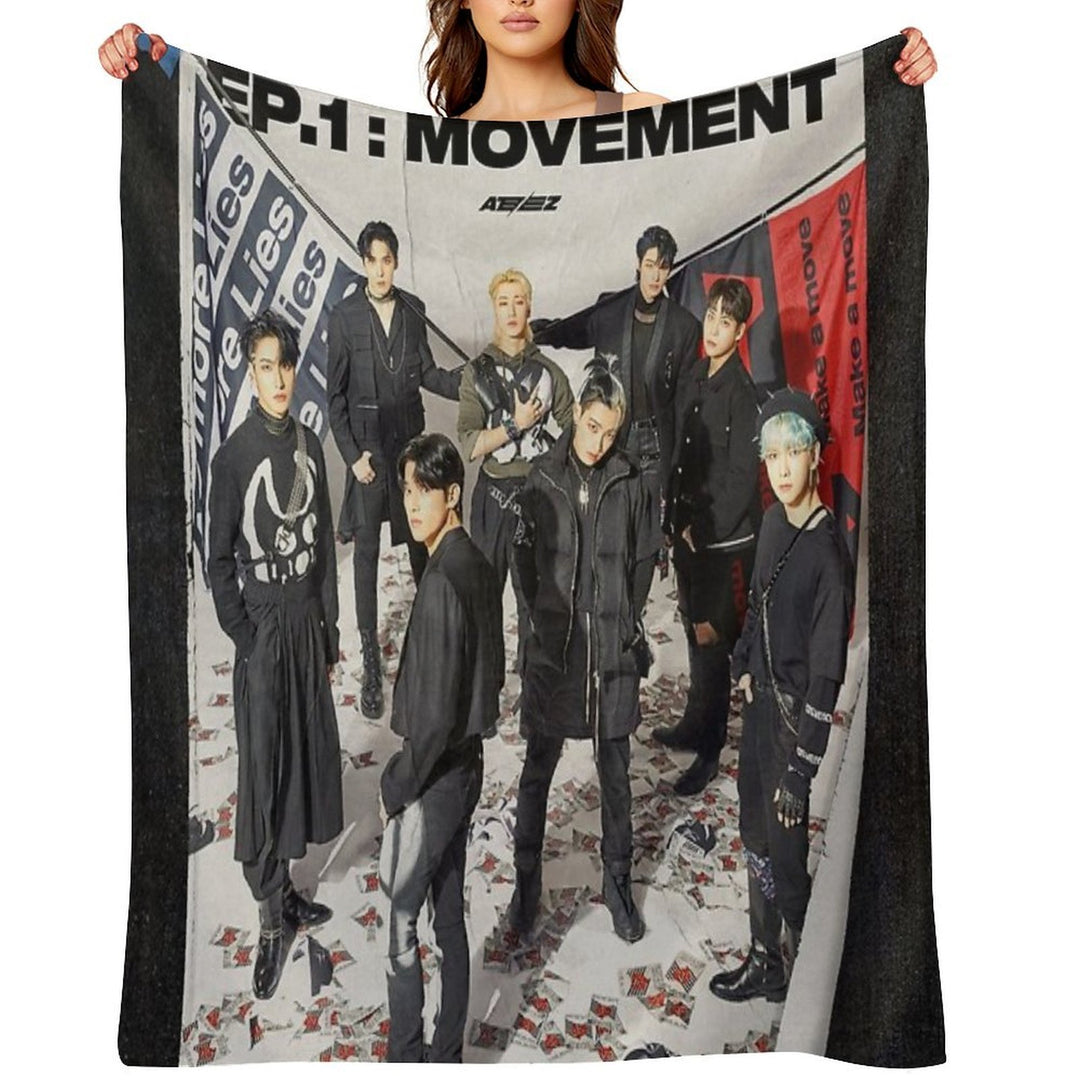 ATEEZ THE WORLD EP.1  MOVEMENT GUERRILLA Versatility Throw Blanket