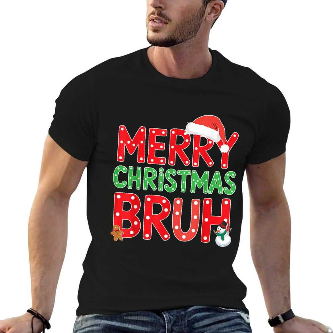 Merry Christmas Bruh Funny Santa Claus Retro Men Women Kids  Graphic-printed T-Shirt