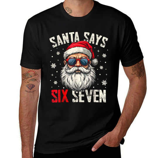 Funny Santa Says Six Seven Christmas 67 Meme Xmas Boys Girls  Relaxed-fit T-Shirt