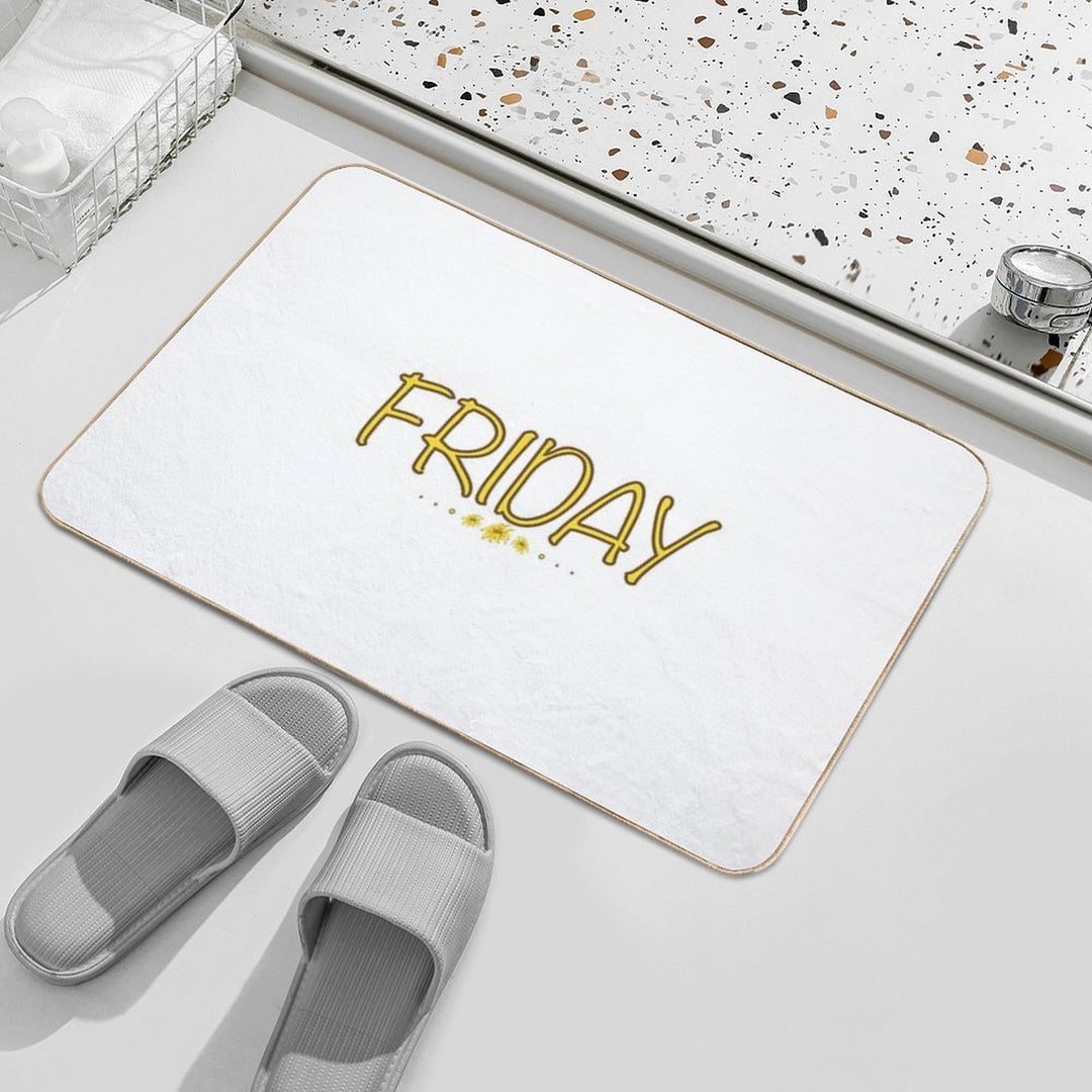 Friday Weekday Yellow Flower  Easy Maintenance Bath Mat