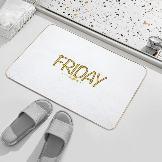 Friday Weekday Yellow Flower  Easy Maintenance Bath Mat
