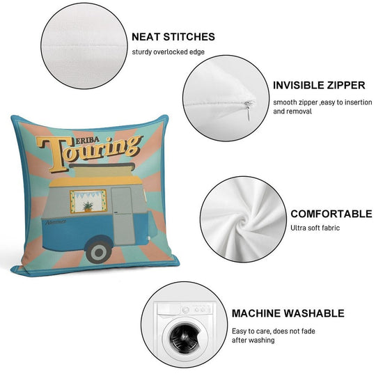 Vintage Touring Caravan Adventure Soft Warmth Comfort Throw Pillow