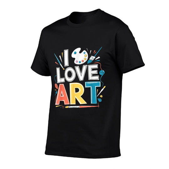 I Love Art Artist Painter Colorful Painting Art Lover  Ribbed Collar T-Shirt