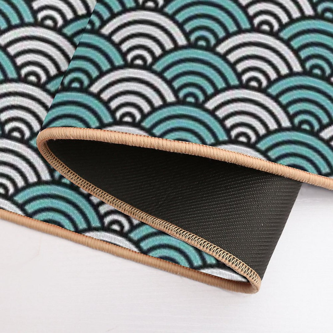 Japanese Ocean Waves Abstract Print  Dirt-Trapping Bath Mat
