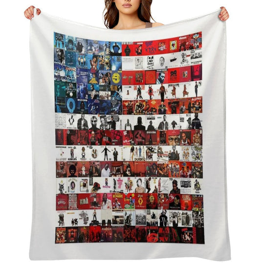 Hip Hop Album Cover Collage Flag Velvety-soft Throw Blanket