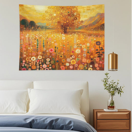 Klimt Flower Garden Gold Tapestry
