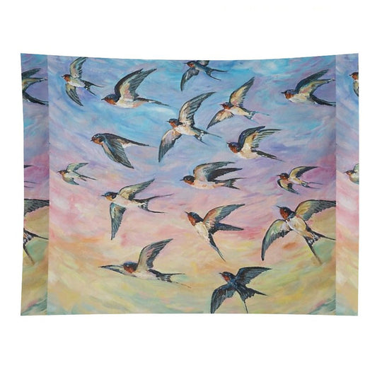 Barn Swallows Acrylic Painting Tapestry