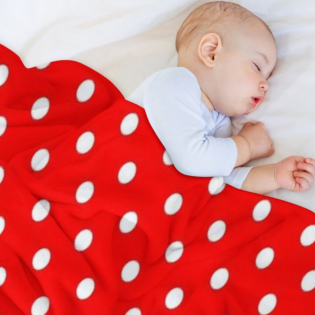 White Dots on Red Sustainable Throw Blanket