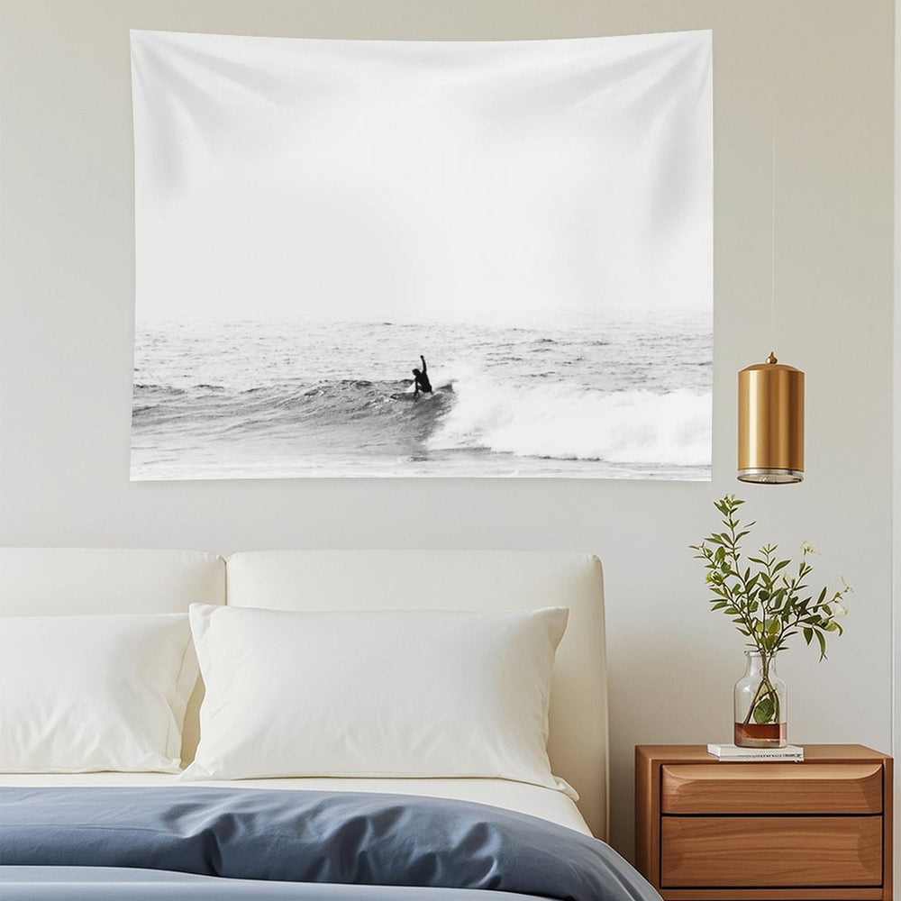 Surfer on Wave in Open Ocean Tapestry