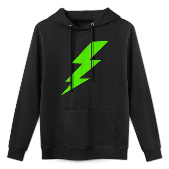 Lightning Bolt Bright Green Silhouette Cotton-Polyester Blend Hoodie